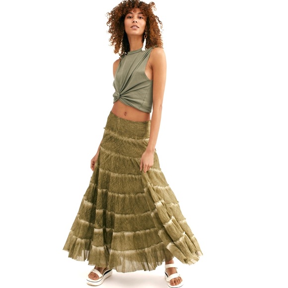 Free People Dresses & Skirts - Free People NWT Green Stuck In A Moment Maxi Skirt
